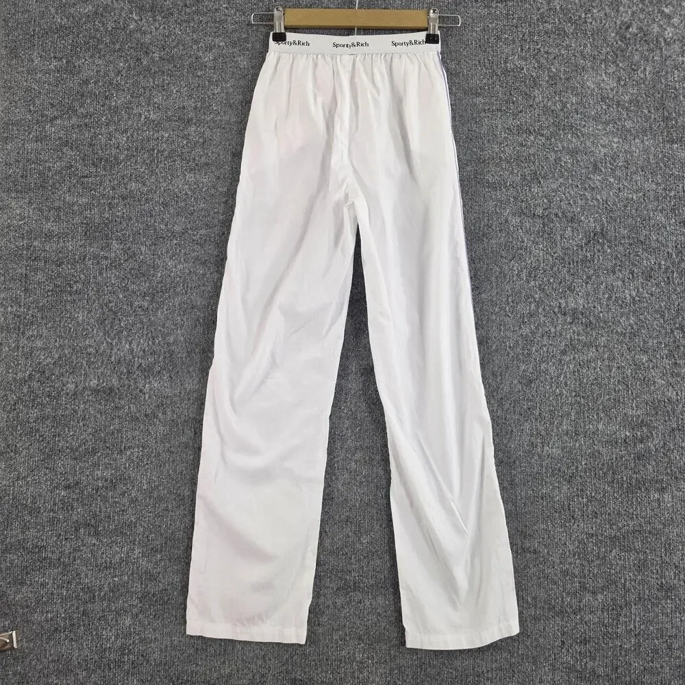 Sporty & Rich Pajama Set Women XS Serif Pyjama Shirt Trousers Lounge Luxury Chic